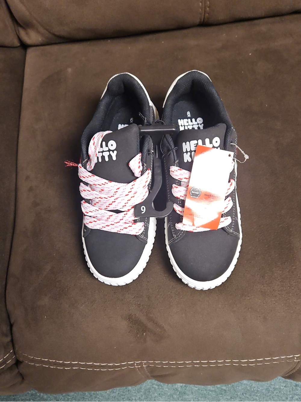 Hello Kitty Black Sneakers with Pink-White Laces - Kids